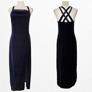 NWT VTG CDC Rampage Purple Velvet Strappy Crisscross Maxi Dress Sz 12‎